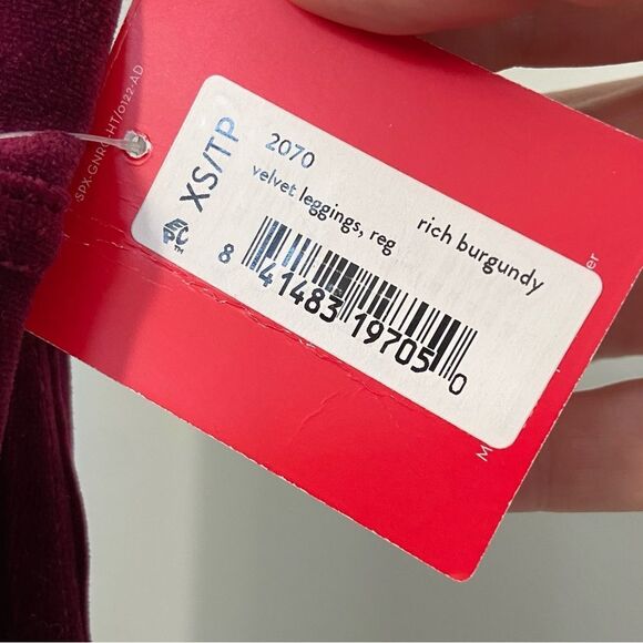 NWT Spanx Velvet Leggings Rich Burgundy size XS - Picture 8 of 14